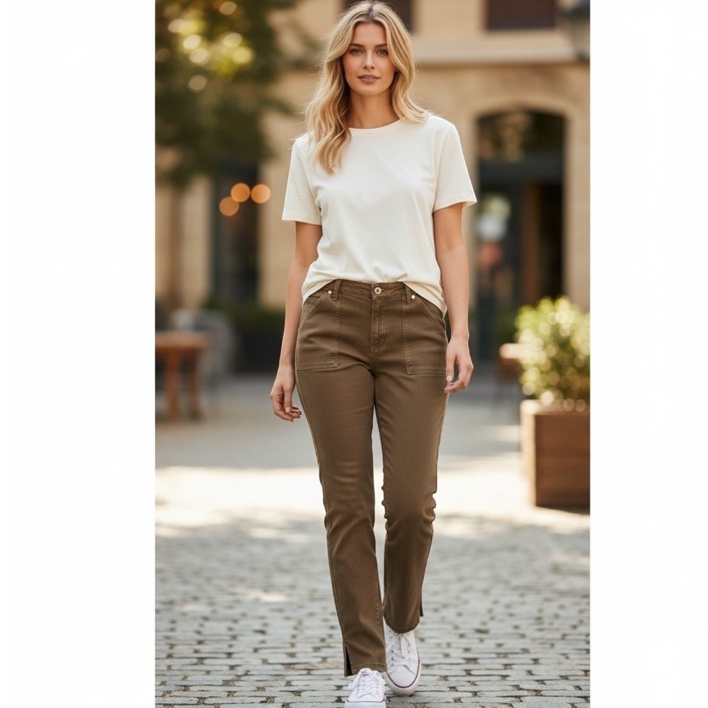 Good American Brown Carpenter‎ Pants High Rise Split Hem Utility 8/29 Streetwear
